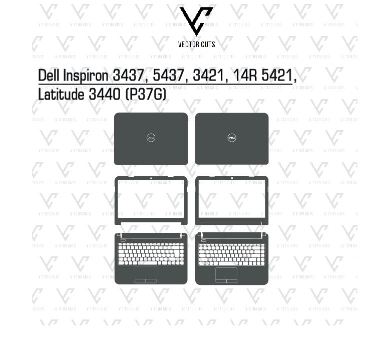 Dell Inspiron 3437, 5437, 3421, 14R 5421, Latitude 3440 (P37G) laptop skin template