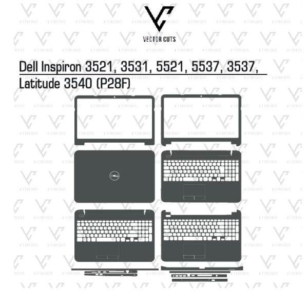 Dell Inspiron 3521, 3531, 5521, 5537, 3537, Latitude 3540 (P28F) laptop skin template