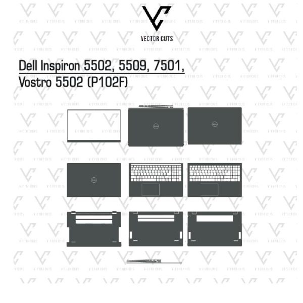 Dell Inspiron 5502, 5509, 7501, Vostro 5502 (P102F) Laptop Skin Template
