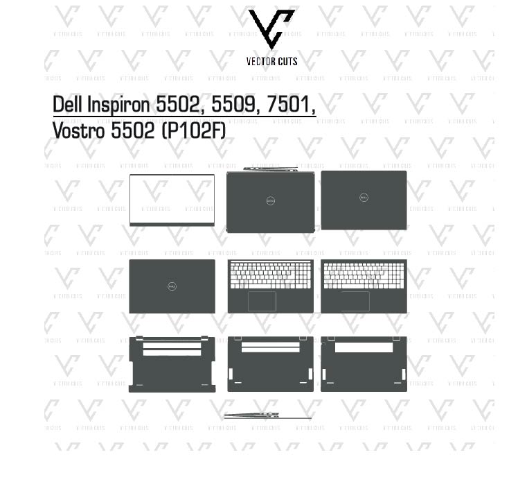Dell Inspiron 5502, 5509, 7501, Vostro 5502 (P102F) Laptop Skin Template