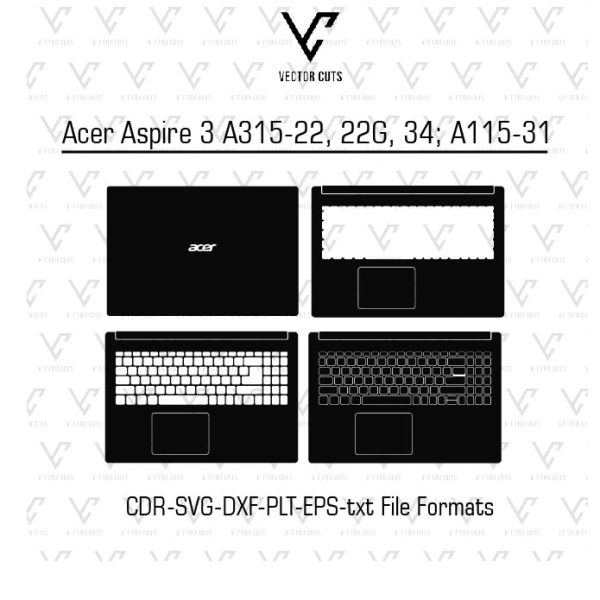 Acer Aspire 3 A315-22, 22G, 34; A115-31 laptop skin template vector file
