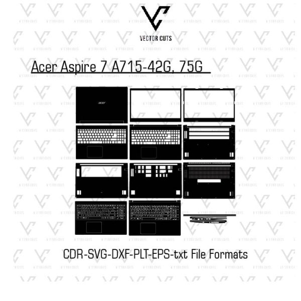 Acer Aspire 7 A715-42G, 75G laptop skin template vector file