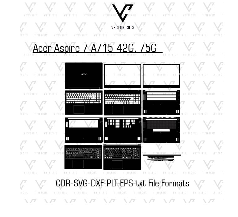 Acer Aspire 7 A715-42G, 75G laptop skin template vector file
