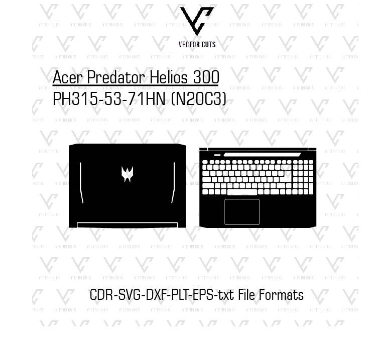 Acer Predator Helios 300 PH315-53-71HN (N20C3) laptop skin template vector file