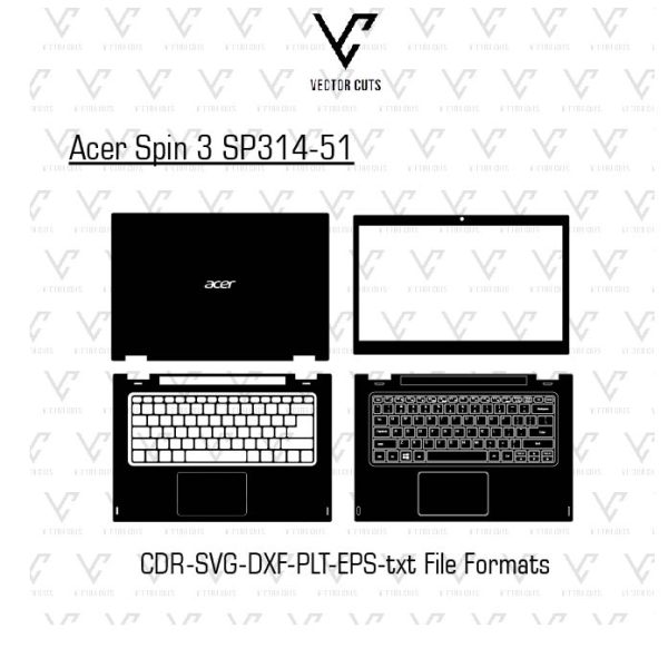 Acer Spin 3 SP314-51 laptop skin template vector file