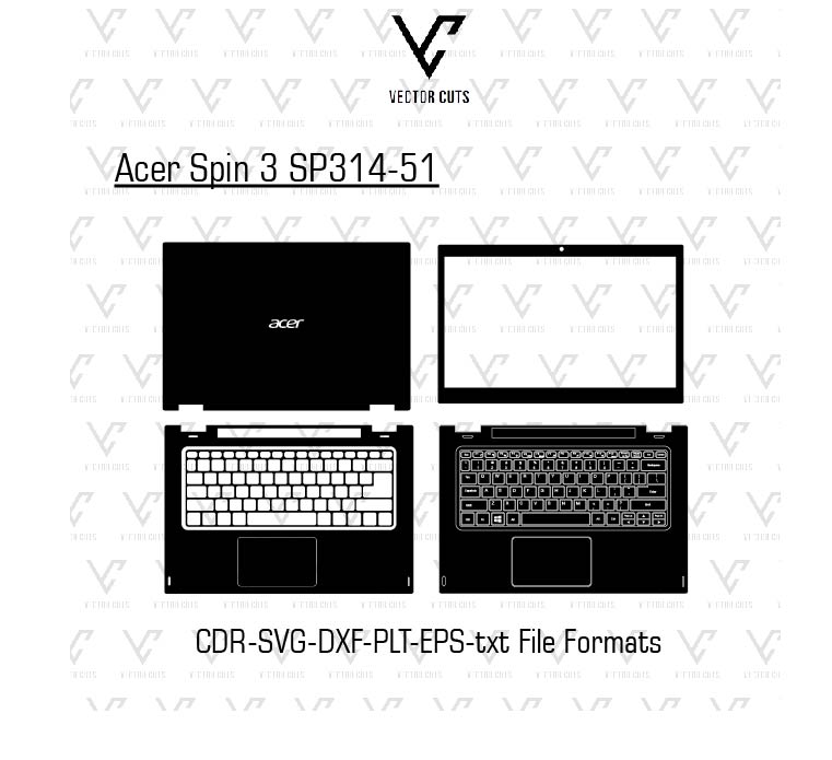 Acer Spin 3 SP314-51 laptop skin template vector file