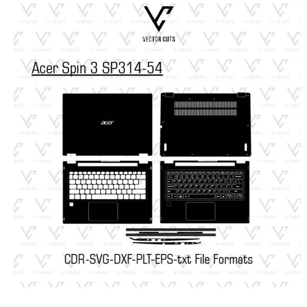 Acer Spin 3 SP314-54 laptop skin template vector file