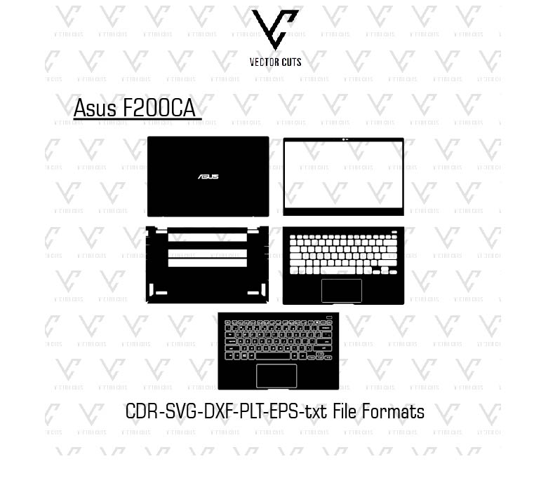 Asus F200CA laptop skin template vector