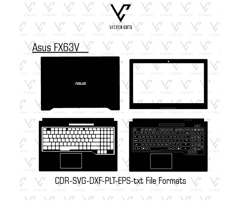 Asus FX63V laptop skin template vector
