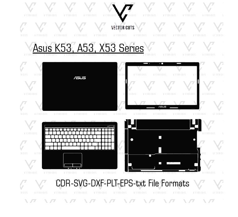 Asus K53, A53, X53 Series laptop skin template vector