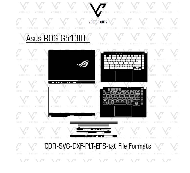 Asus ROG G513IH laptop skin template vector