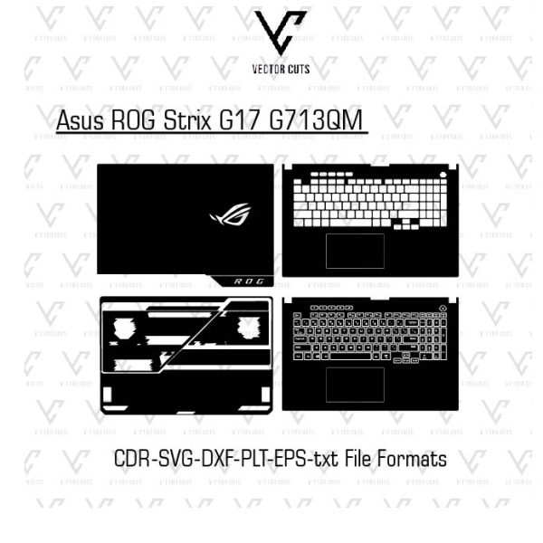 Asus ROG Strix G17 G713QM laptop skin template vector