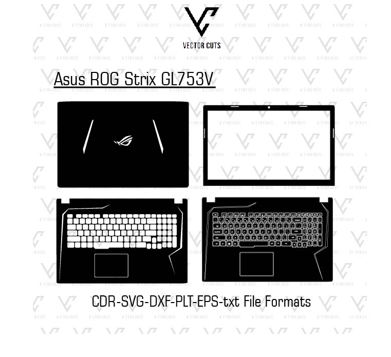 Asus ROG Strix GL753V laptop skin template vector