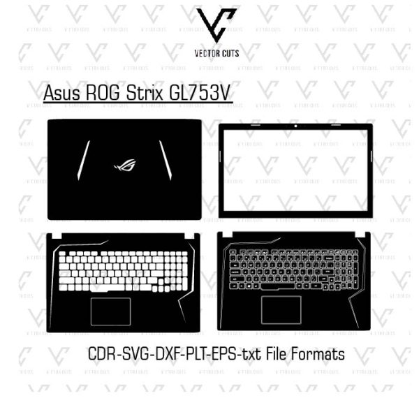 Asus ROG Strix GL753V laptop skin template vector