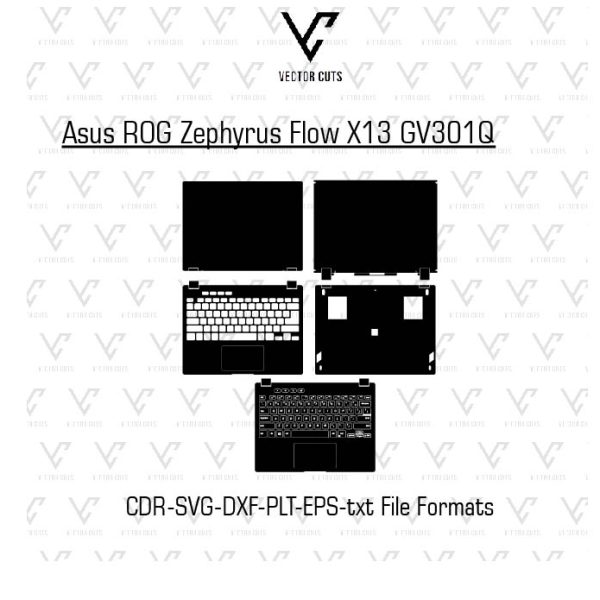 Asus ROG Zephyrus Flow X13 GV301Q laptop skin template vector