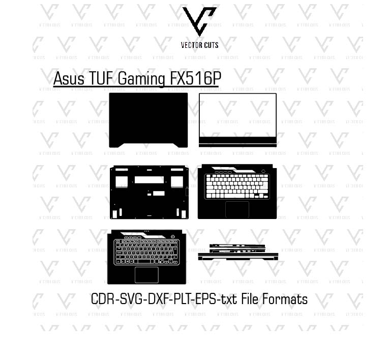 Asus TUF Gaming FX516P laptop skin template vector