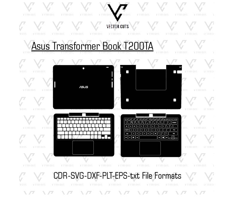 Asus Transformer Book T200TA laptop skin template vector
