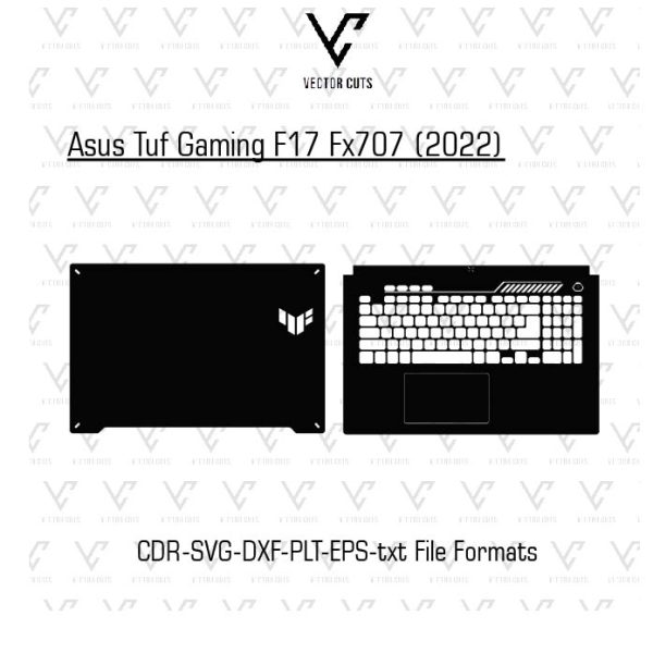 Asus Tuf Gaming F17 Fx707 (2022) laptop skin template vector