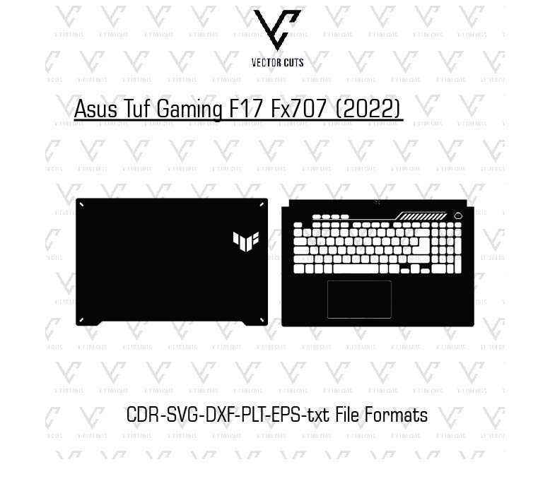 Asus Tuf Gaming F17 Fx707 (2022) laptop skin template vector