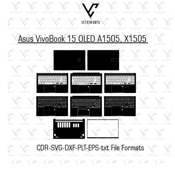 Asus VivoBook 15 OLED A1505, X1505 laptop skin template vector