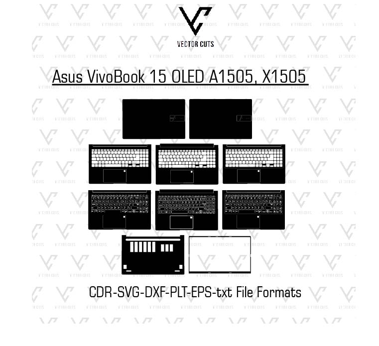 Asus VivoBook 15 OLED A1505, X1505 laptop skin template vector