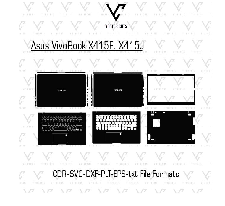 Asus VivoBook X415E, X415J laptop skin template vector file