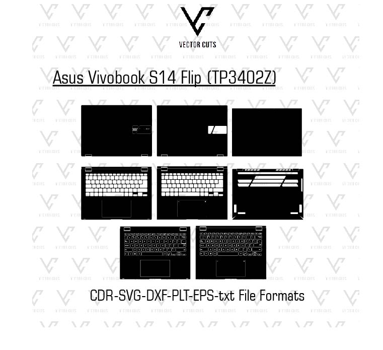 Asus Vivobook S14 Flip (TP3402Z) laptop skin template vector file