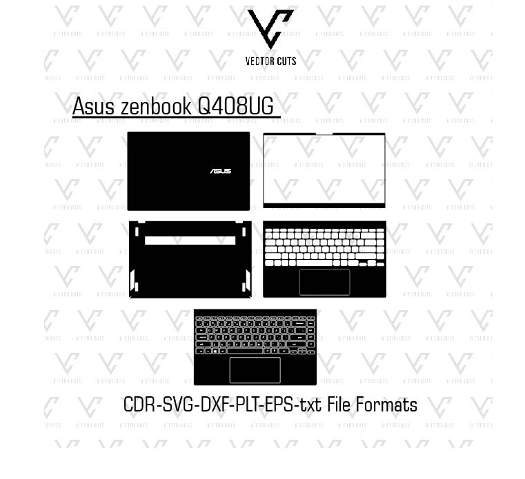 Asus zenbook Q408UG laptop skin template vector file
