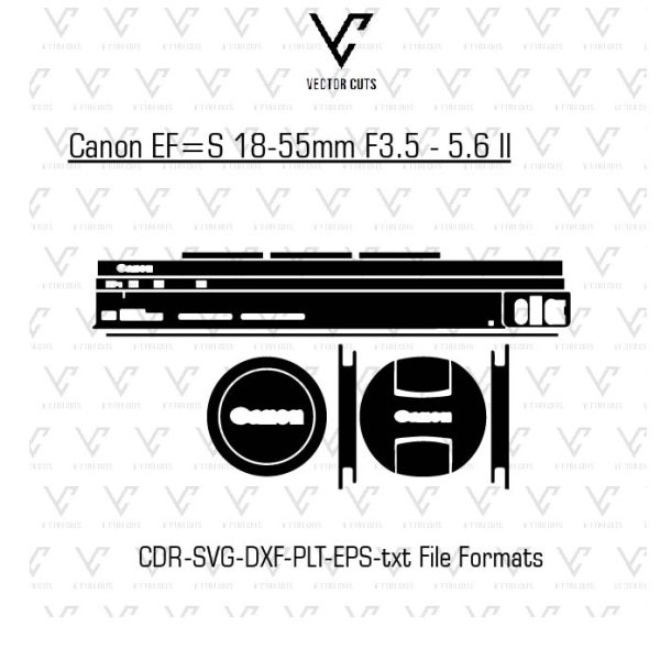 Canon EF 18-55mm F3.5 - 5.6 II Camera lens Skin Template Vector