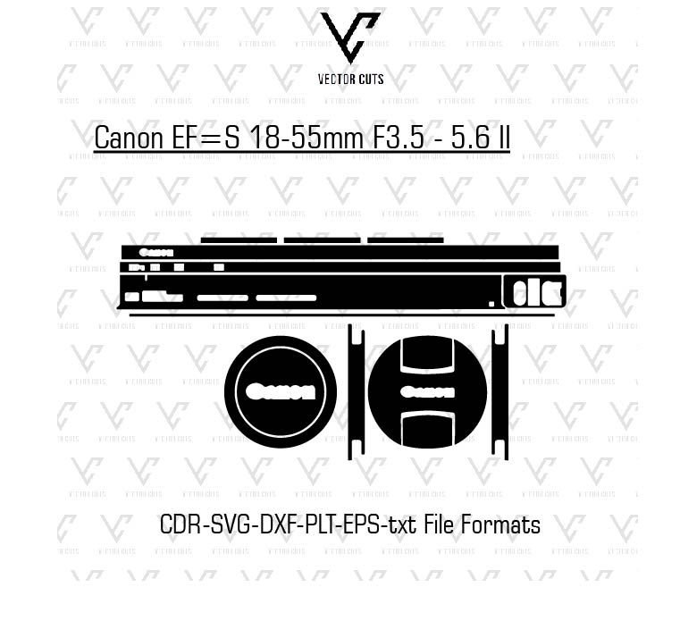 Canon EF 18-55mm F3.5 - 5.6 II Camera lens Skin Template Vector