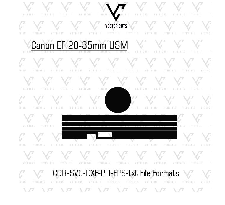 Canon EF 20-35mm USM Camera lens Skin Template Vector