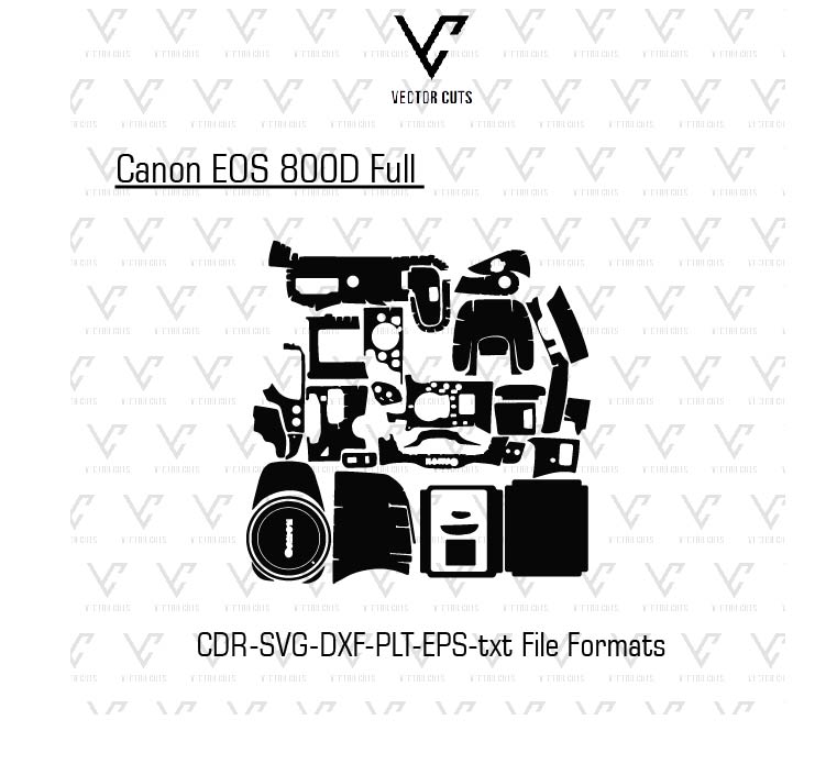 Canon EOS 800D Full Camera Skin Template Vector