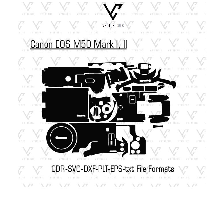 Canon EOS M50 Mark I II Camera Skin Template Vector