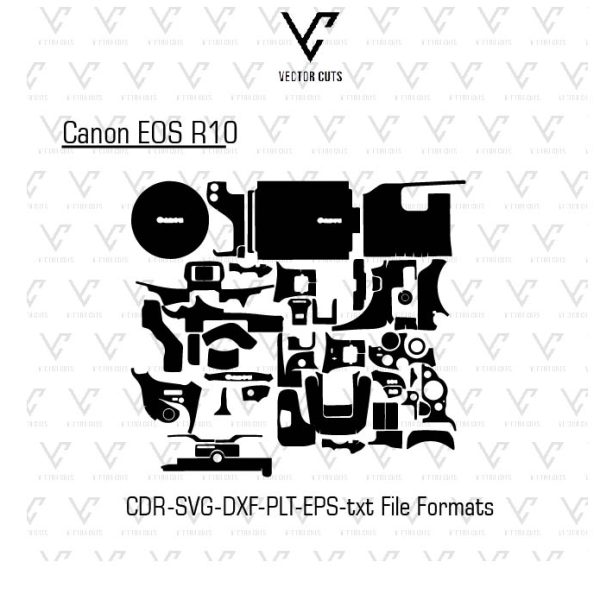 Canon EOS R10 Camera Skin Template Vector