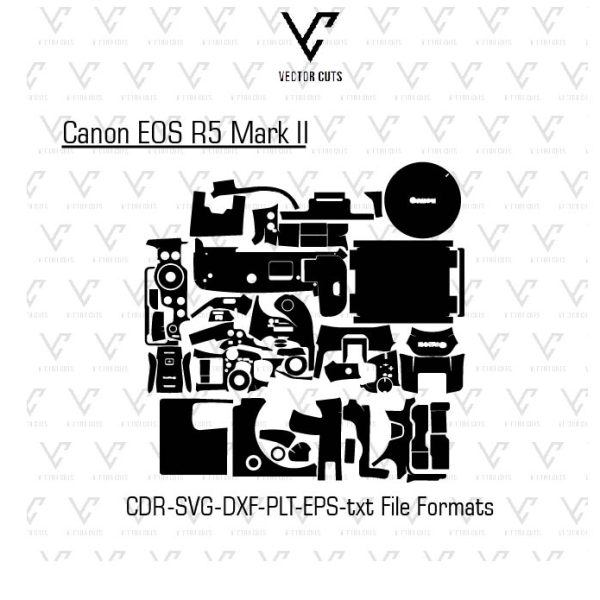 Canon EOS R5 Mark II full Camera Skin Template Vector