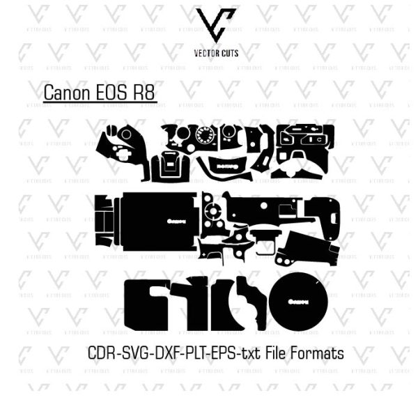Canon EOS R8 Camera Skin Template Vector