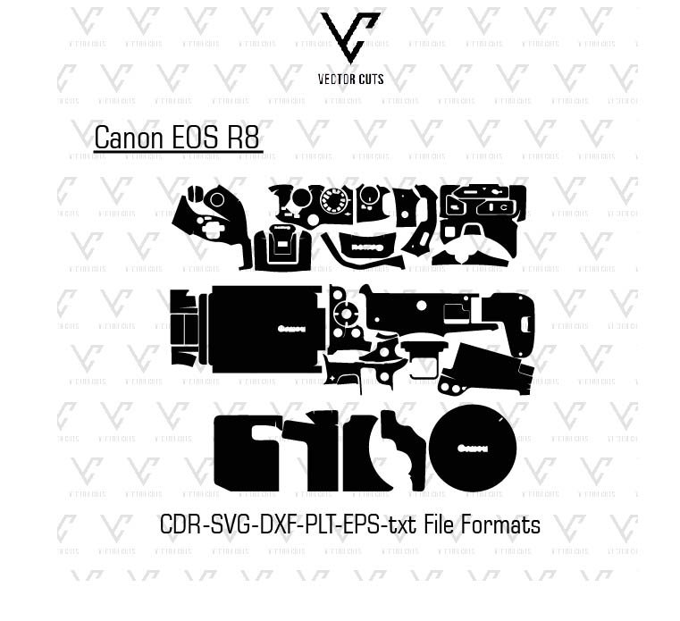 Canon EOS R8 Camera Skin Template Vector