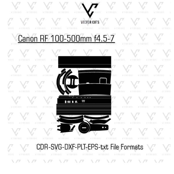 Canon RF 100-500mm f4.5-7 Camera lens Skin Template Vector