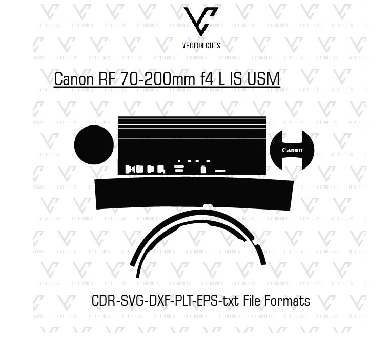 Canon RF 70-200mm f4 L IS USM Camera lens Skin Template Vector