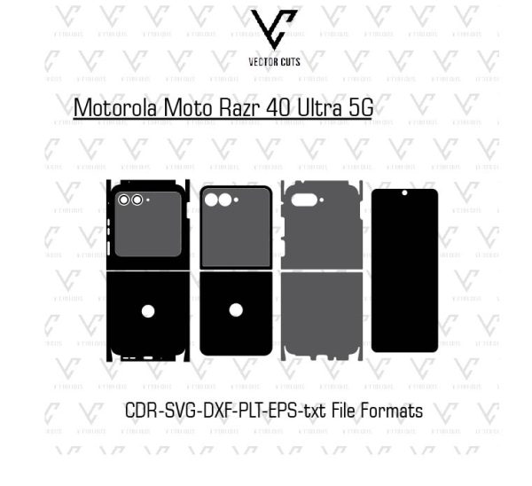 Motorola Moto Razr 40 Ultra 5G Mobile Skin Template | Vector Cuts