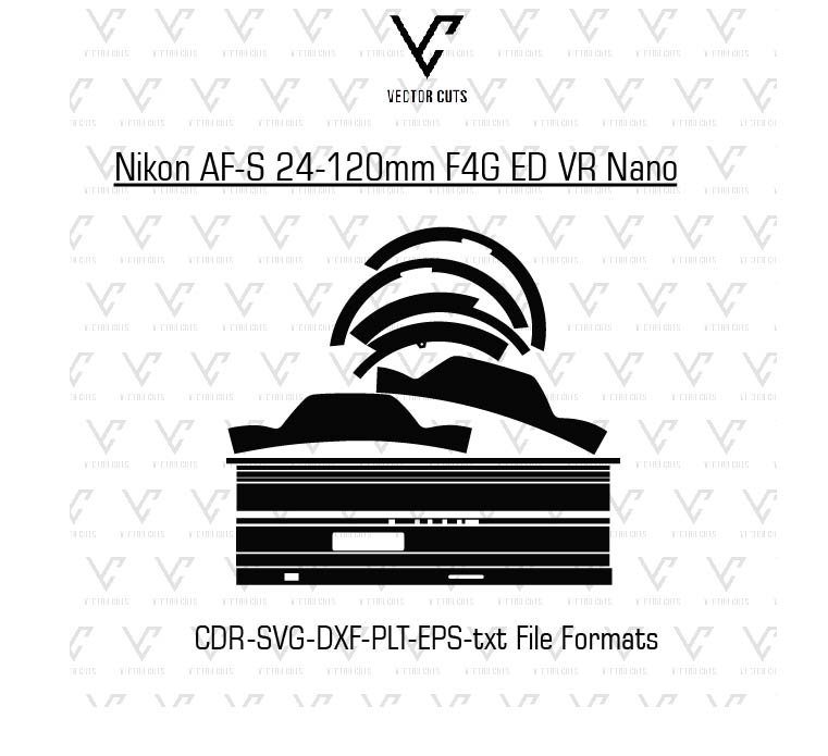 Nikon AF-S 24-120mm F4G ED VR Nano Camera lens Skin Template Vector