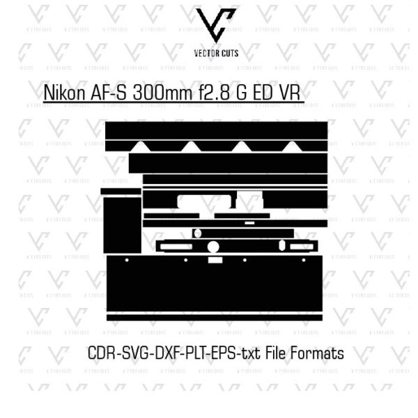 Nikon AF-S 300mm f2.8 G ED VR Camera lens Skin Template Vector