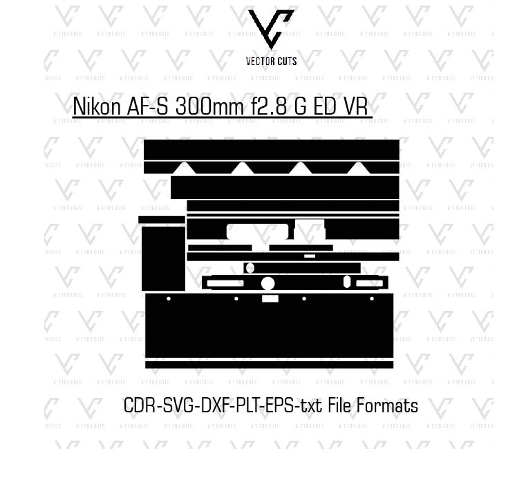 Nikon AF-S 300mm f2.8 G ED VR Camera lens Skin Template Vector