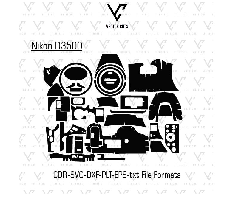 Nikon D3500 Camera Skin Template Vector