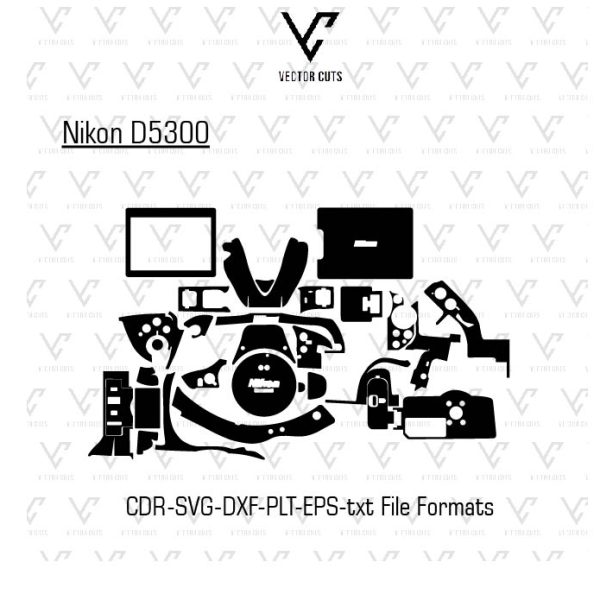 Nikon D5300 Camera Skin Template Vector