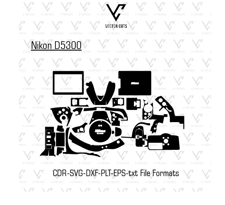 Nikon D5300 Camera Skin Template Vector