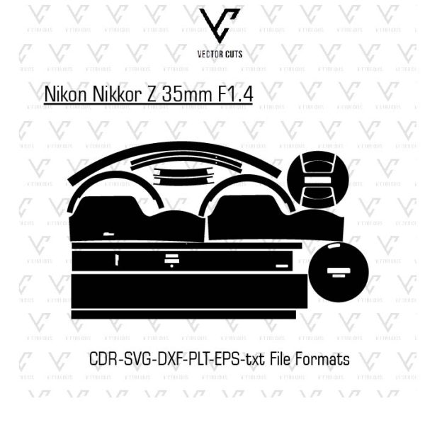 Nikon Nikkor Z 35mm F1.4 Camera Skin Template Vector