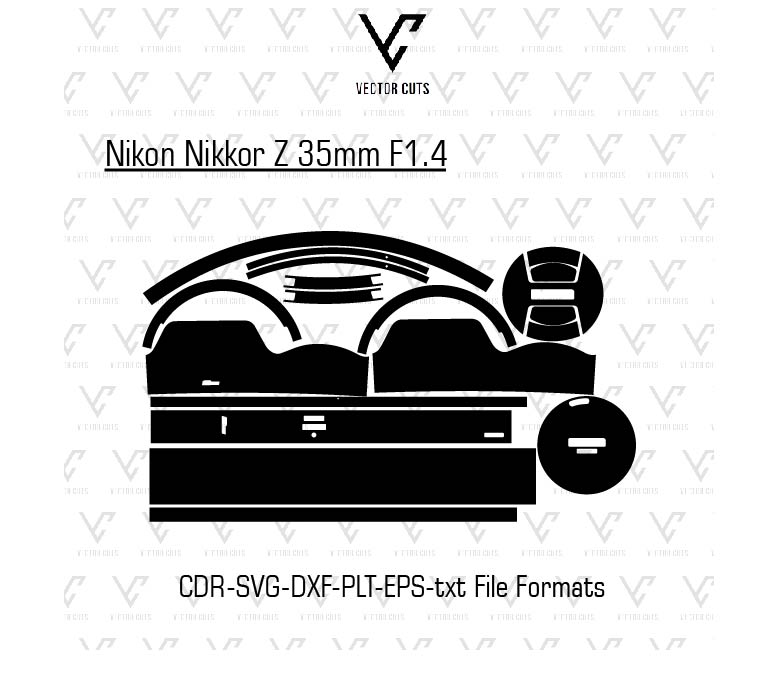 Nikon Nikkor Z 35mm F1.4 Camera Skin Template Vector