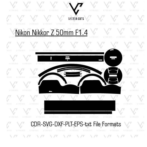 Nikon Nikkor Z 50mm F1.4 Camera lens Skin Template Vector