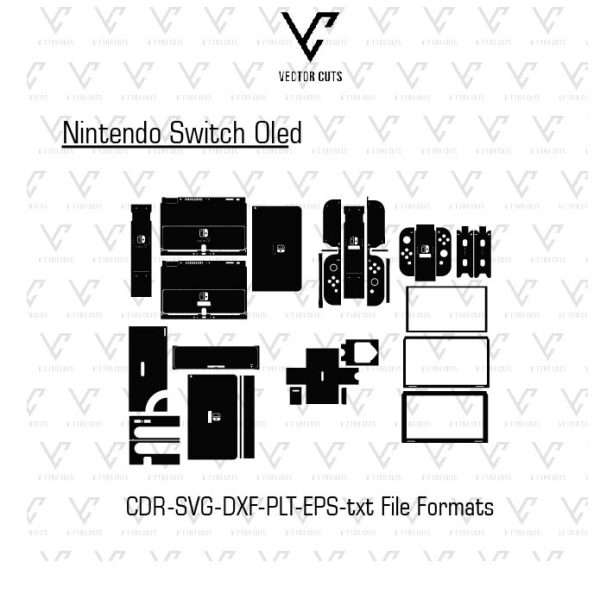 Nintendo Switch Oled Vinyl Skin Template Vector